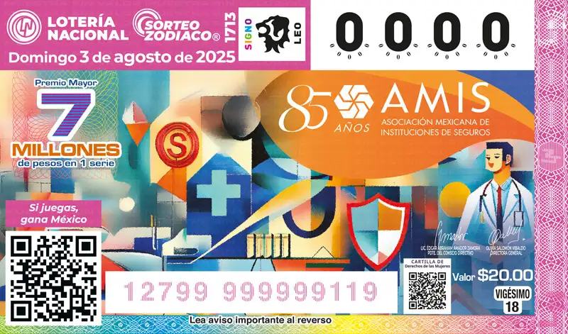 AMIS festeja 85 años de protección con billete conmemorativo de Lotería Nacional